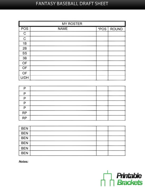 fantasy baseball draft sheet