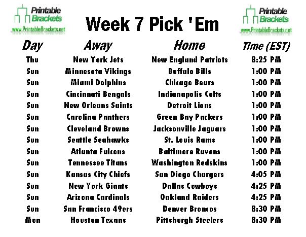 week 7 nfl pick em sheet printable