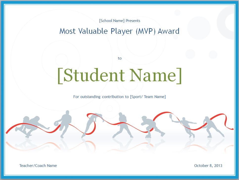 Screenshot of the MVP certificate