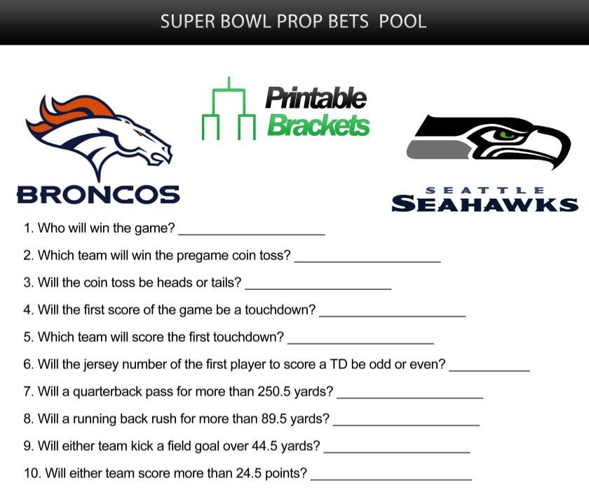 Super Bowl Prop Bets Super Bowl Prop Bets Pool