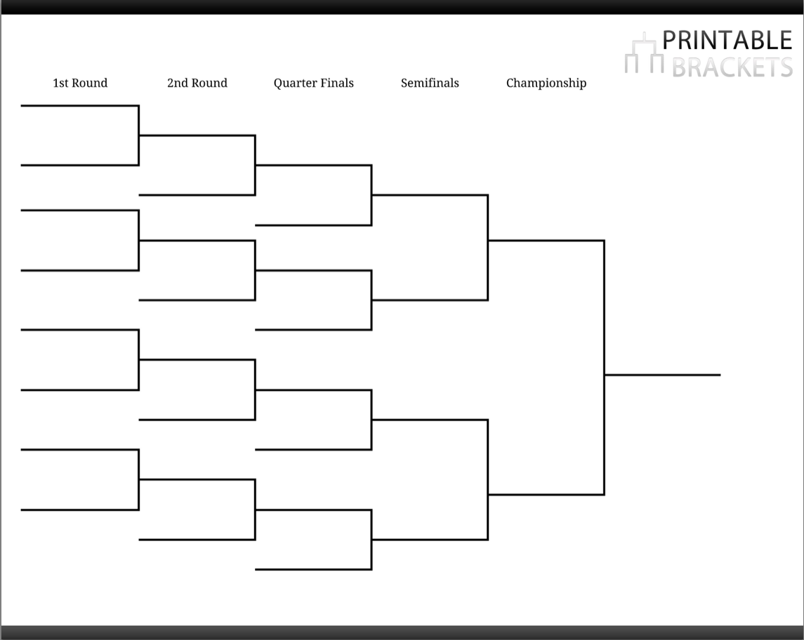 Pool Tournament Brackets Printable Pool Tournament Brackets