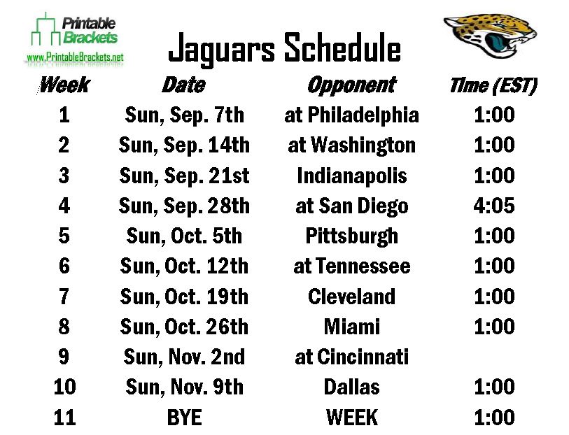 Jaguars Schedule | Jacksonville Jaguars Schedule