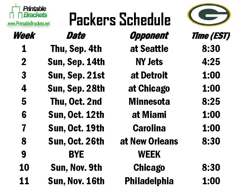Free Packers Schedule