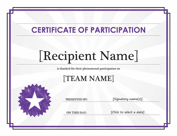 Free Certificate of Participation