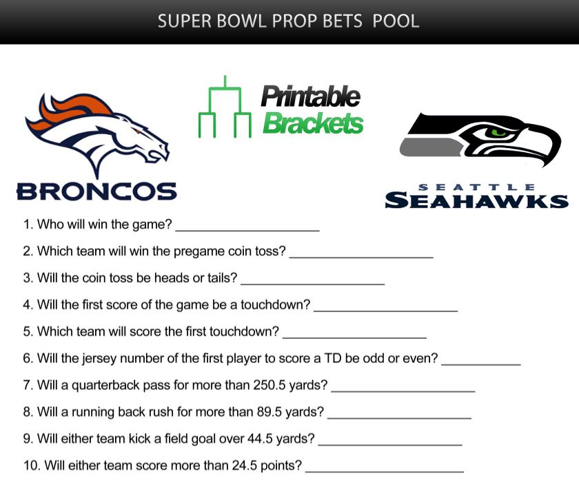 Super Bowl Prop Bets  Super Bowl Prop Bets Pool